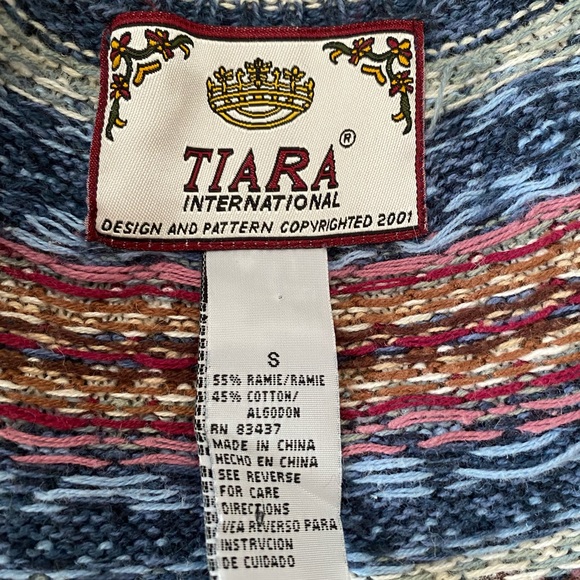 Tiara International Women's Fair Isle Nordic Zip Front Cardigan Sweater - Picture 8 of 15